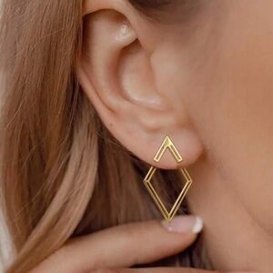 Gold Geometric Triangle Stud Earrings